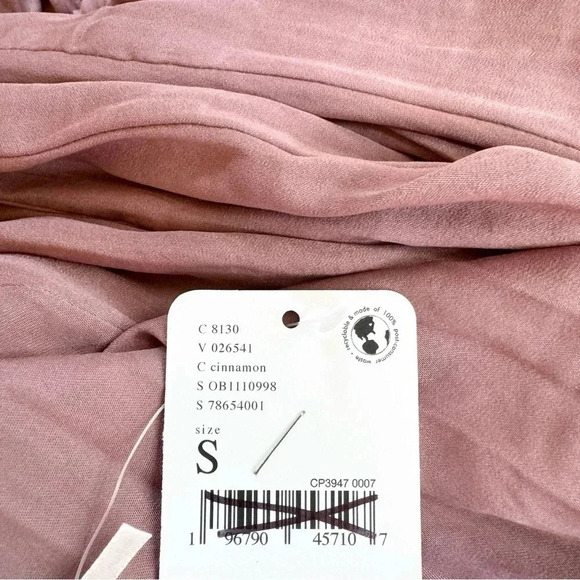 NWT Free People Arzel Mini Dress Long Sleeve Short Pleated Flowy in Cinnamon - Picture 5 of 13